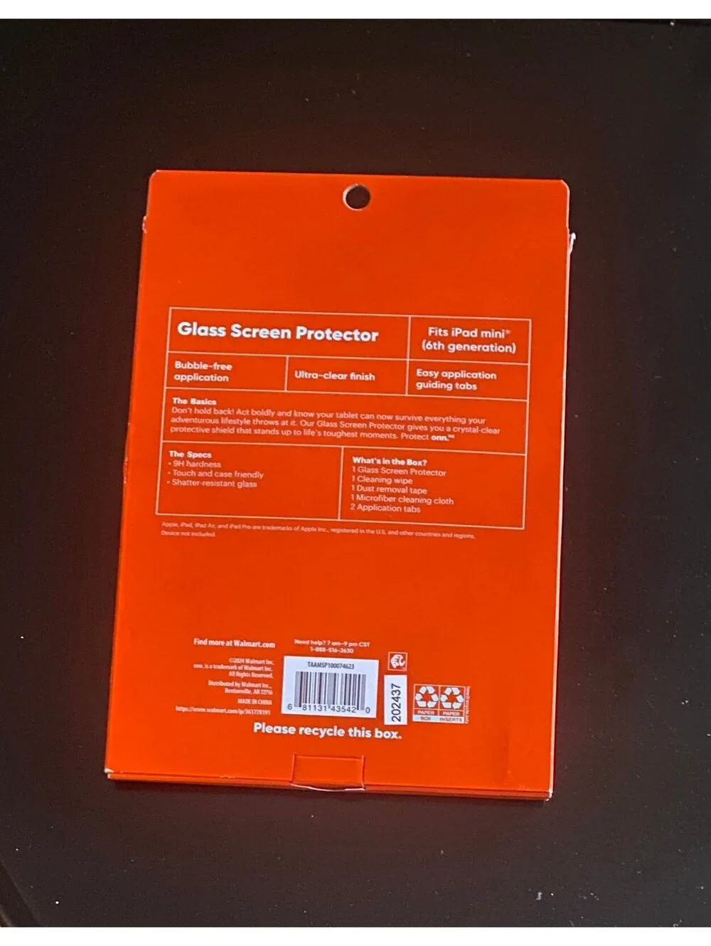 Onn Glass Screen Protector for iPad mini 6th,7th Generation